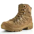 FREE SOLDIER Outdoor Men's Tactical Military Combat Ankle Boots Water Resistant Lightweight Mid Hiking Boots(Brown 10.5)