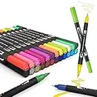Dual Tip Brush pen, Koilox Watercolor Pen Set, 24 Color Double Ended Painting Pen, Fine line art Marker pen, Water Based Highlighter, Used for Outline, Drawing, Calligraphy and Coloring Books. (24)