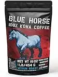 Farm-fresh: 100% Kona Coffee - Medium Roast - Arabica Whole Beans - 1 Lb or 16 oz Bag - Blue Horse 100% Kona Coffee from Hawaii