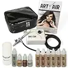 Art of Air Professional Airbrush Cosmetic Makeup System/Fair to Medium Shades 6pc Foundation Set with Blush, Bronzer, Shimmer and Primer Makeup Airbrush Kit