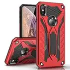 MILAN NICE Phone Case for iPhone XS/iPhone X Heavy Duty Protective Hard Cover Shockproof Certified with Drop Tested with Smartphone Kickstand (Red)