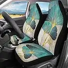 INSTANTARTS Ginkgo Leaf 2pcs/Set Car Seat Covers Front Seats Only High Back Vehicle Seat Protector Car Mat Stretch Driver Seat Cover