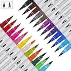 Watercolor Brush Pen Dual Tip Paint Marker Set, 24PCS Flexible Brush and Fineliner Tips, Watercolor Effects perfect for Adult Coloring Books, Manga, Calligraphy, Hand Lettering, Bullet Journal Pens