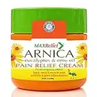 MaxRelief Arnica Montana Pain Cream - For Sufferers of Knee, Joint & Outback Muscle Pain. Reduce Arthritis & Joint Inflammation. Plantar Fasciitis & Fibromyalgia Relief + Emu Oil 3.5 oz