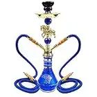 Hookah Set 20" Hookah Shisha Combo Set Shisha Kit with Stable Glass Tank Clay Hookah Bowl Two PVC Hoses for Better Shisha Hookah Narguile Smoking