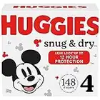 HUGGIES Diapers Size 4 Snug & Dry Disposable Baby Diapers, 148ct, One Month Supply