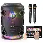 Vocal-Star Portable Disco Party PA Speaker System with Bluetooth, Bass & Treble,Led Light Effect, USB & Aux Input for MP3, 12" 300w & 2 Wireless Microphones (VS-DSPA)