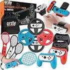 Paquete de Accesorios de Fiesta Orzly para Nintendo Switch Console con Controladores y Ruedas de Carreras, Bandas de Baile, Raquetas de Tenis -16 Accesorios para Fiestas y Bolsa de Transporte