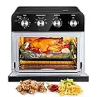 FOHERE Air Fryer Oven 23L Mini Oven, Multi-function Countertop Convection Oven with Rotisserie, Oil Free Cooking, Independent Temp Control for Energy Save, 6 Accessories & 100 Recipes, 1700W