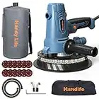 Handife Handheld Drywall Sander 800W, 1200-2300RPM Electric Sander for Walls, 5 Variable Speed, Double-Deck LED Lights, Efficient Vacuum Dust Collection System, 12 Pcs Sanding Discs