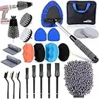 Car Detailing Kit, 25PCS Car Cleaning Kit Interior, Car Detailing Kit Interior Cleaner Car Detail Kit include Windshield Cleaning Tool,Drill Brush,Buffing Sponge Pads,Washing Mitt,Suction Cup ect