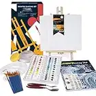 Tavolozza 50-Piece Desktop Painting Set, 24 Colours Acrylic Paints with Table Top Easel, 8x10" Blank Canvas, Painting Pad, Palette Knives & Paint Brushes, Great Artist Starter Set