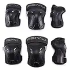 Selighting Ensemble de Protection pour Sports pour Enfants Adulte, 6PCS Genouillères Coudières Garde-Poignets Ensemble de Protection pour Patinage à roulettes Planche à roulettes Cyclisme (Noir, M)