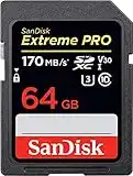 SanDisk Extreme PRO 64GB SDXC Memory Card up to 170MB/s, UHS-1, Class 10, U3, V30, Black