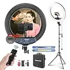 Neewer 18-inch LED Ring Light with Stand and 2.4G Wireless Remote, 55W 3200K-5500K Makeup Ringlight with Soft Tube/Phone Holder/Ball Head for Vlogging Selfie Video Shooting, Support USB Charge