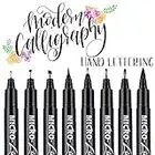 Dyvicl Hand Lettering Pens, Calligraphy Brush Markers for Beginners Writing, Sketching, Art Drawing, Illustration, Scrapbooking, Journaling, Black Ink Pen Set, 8 Sizes