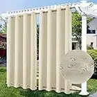 ZJXSNEH Paneles de Cortina Impermeables para Exteriores,Cortinas Opacas para Patio para Puertas corredizas,vestíbulo,cenador Beige(Ancho x Elevado) A280cm x E220cm x 1PC