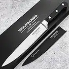 Wolfgangs hochwertiges Tranchiermesser | Qualitäts-Fleischmesser extrem scharf | Filetiermesser Fleisch besonders langlebig | Scharfes Fleischmesser mit 100% rostfreier Edelstahlklinge (schwarz)