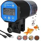 Lukovee Automatic Fish Feeder,New Generation Feeding Time Display USB Rechargeable Timer Moisture-Proof Aquarium or Fish Tank Food Dispenser with 200ML Large Capacity for Vacation Weekend Holiday,Blue