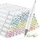 Ohuhu Pastel Alcohol Brush Markers - 48 New Pastel Colors - Blossoming - Alcohol Based Double Tipped Art Alcohol Markers for Artist Adults' Coloring Illustration - Brush & Chisel Dual Tips - Honolulu