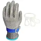 WingFly Guantes Anticorte Seguridad Corte Prueba puñalada Resistente Acero Inoxidable de Malla metálica Carnicero Guante Nivel 5(Un guante) (Large)