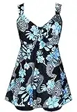 DANIFY Plus Size Swimsuit for Women Tankini Swimdress Tummy Control Swimwear Two Piece Bathing Suit Cover up Swim Dress