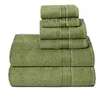Belizzi Home Ultra Soft 6 Pack Cotton Towel Set, Contains 2 Bath Towels 28x55 inch, 2 Hand Towels 16x24 inch & 2 Wash Coths 12x12 inch, Ideal for Everyday use, Compact & Lightweight - Kiwi Green