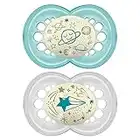 MAM Night Pacifiers (2 Count), MAM Pacifiers 6+ Months, Best Pacifier for Breastfed Babies, Glow in The Dark Pacifier, Baby Unisex Pacifier, 6-16- 2 Count (Pack of 1)