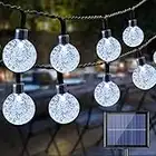 Catena Luminosa Esterno Solare, BrizLabs 20M 100 LED Lucine Decorative Cristallo Globo Impermeabile Stringa di Luce Solari Decorative per Giardino Patio Cortile Matrimonio Festa Natale, Bianco Freddo