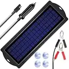 POWOXI 3.5W 12V Solar Trickle Charger for Car Battery, Portable and Waterproof, High Conversion Single Crystal Silicon Solar Panel car Battery Charger for Motorcycle Boat (3.5w Solar Chargers-Black)