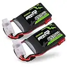 OVONIC Lipo RC batería 2pcs 7.4V 450mAh 50C 2S con Conector JST para Emax Babyhawk Doinker Moskito Mico RC Heli 250 Helicóptero Pequeño Avión Micro FPV Racing Drone Quadcopter