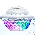Floating Pool Speakers with Colorful LED Lights, IPX7 Waterproof Hot Tub Bluetooth Speaker, 10W Stereo Loud Sound, Built-in Mic, Portable Wireless Speakers for Shower Bathtub Beach Outdoor Swim-White