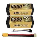 DXF 4S 6500mAh 15.2V 140C Batterie Lipo Haute capacité Hardcase avec Prise XT90 5mm pour Voiture RC à l'échelle 1:8, Avion RC Multi-Rotor, hélicoptère RC, Bateau RC(2 Packs)