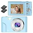 Cámara digital, Bofypoo Autofocus Vlogging Cámara FHD 1080P 48MP con zoom digital 16X, cámara compacta portátil mini cámara para adolescentes, niños, adultos, principiantes (azul)