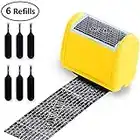 Identity Protection Roller Stamp (Included 6 Pack Refills) Wide Roller Identity Theft Prevention Security Stamp Confidential Address Blocker, Anti Theft and Privacy Safety - Yellow