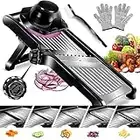 ZNM Adjustable Mandoline Slicer for Kitchen, Stainless Steel Mandoline Food Slicer with Cut-Resistant Gloves, Mandolin Cutter Julienne Slicers for Potato, Tomato, Onion, Carrot