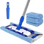 MR.SIGA Professionale Mop in Microfibra con Maniglia in Acciaio Inossidabile per Pavimento di Lengo, Marmo, Mattonella - Include 3 Pad Mop Riutilizzabili e 1 Scrubber per la Rimozione dello Sporco