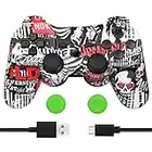 Controller PS3, Joystick PS3, Controller di Gioco Wireless per PS3, Controller Bluetooth per PS3 con Doppio Motore e sensore a 6 assi Controller Wireless per PS3, Graffiti