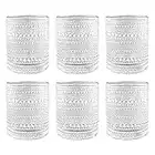 Set of 6 Hobnail Glasses Tumbler,12 oz Romantic Water Glasses, Clear Embossed Vintage Glassware Set for Beer, Cocktail, Soda, Beverages