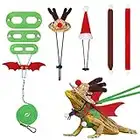 1 Ensemble Vêtements de Dragon Barbu, 7pcs Vêtements de Noël de Dragon Barbu Écharpe de Dragon Barbu Bonnet de Noel Harnais de Laisse pour Reptile Noël Vacances Cosplay (Vert et Rouge)