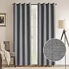 Rose Home Fashion Blackout Curtains for Bedroom, Primitive Linen Look, 100% Blackout Curtains Linen Blackout Curtains, Grommet Curtains for Living Room-2 Panels (W50 x L84, Dark Grey)