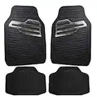 UKB4C Rubber Floor Mats Set - Heavy Duty with Shiny Carbon Effect Heel Pad for Van Car SUV