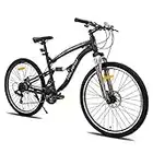 ROCKSHARK Hiland VTT Vélo 26 Pouces 21 Vitesses Noir avec Double Suspension Vélo pour Homme et Femme avec Cadre 18 Pouces Fully Multifonctions…