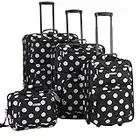 Rockland Dots 4-Piece Luggage Set, Black Dots, One Size