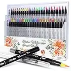 48 Watercolor Brush Markers Pen, Ohuhu 48 Colors Water Based Drawing Marker Brushes W/A Water Coloring Brush, Water Soluble for Adult Coloring Books Manga Comic Calligraphy Pen Gift For Kids