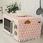 Mvchifay Microwave Oven Cover Dustproof Cotton Machine Protector Decorative Kitchen Appliance Cover with Side Storage Pockets 11.8x35.4inches (Pink Triangle)