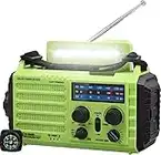 5-Way Powered Emergency Weather Radio,5000 Rechargeable AM/FM/SW/NOAA Radio with Solar Charging,Hand Crank,AAA Operated,SOS Alarm,USB Charger,LED Camping Flashlight/Reading Lamp,Headphone Jack,Compass