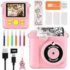 GGISUI Macchina Fotografica Istantanea per Bambini,Digitale Fotocamera Instant Print 1080P HD Videocamera Obiettivo Fotocamera con 32GB Scheda SD, 6 Penne colorate，Regalo di Compleanno(Rosa)