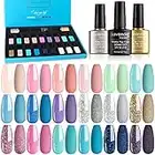 Lavender Violets UV-Gel-Nagellack 21 PCS mit Base und Matte-Glänzende Top Coat Geschenk-Set Soak Off LED Nägel Maniküre Kit Feiertag Partei 986