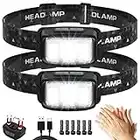 Headlamp Rechargeable 2 Packs,2000 Lumen Super Bright Motion Sensor 16 Modes (Individual Control) LED Headlamp,Waterproof Lightweight Flashlight Hard Hat Light for Outdoor Camping Fishing Running